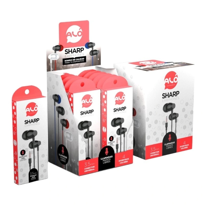AURICULAR ALO SHARP X 12 UNIDADES LA CAJA COLORES VARIOS (6337)