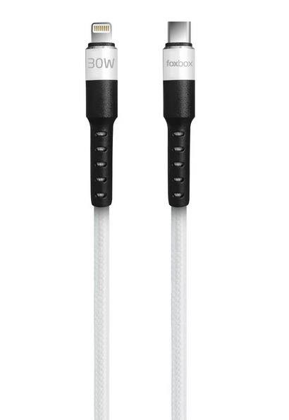CABLE FOXBOX ROUND PRO TYPE-C A TYPE-C  BLANCO 125M (7432)