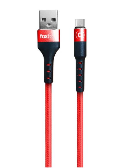 CABLE FOXBOX ROUND PRO LIGHTNING A TYPE-C  ROJO 125M (7474)