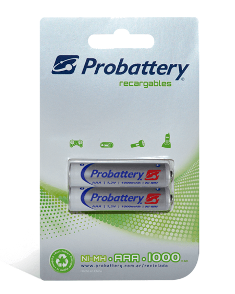 BLISTER DE PILAS RECARGABLES PROBATTERY NIQUEL METAL AAA 12V X2 UNIDADES