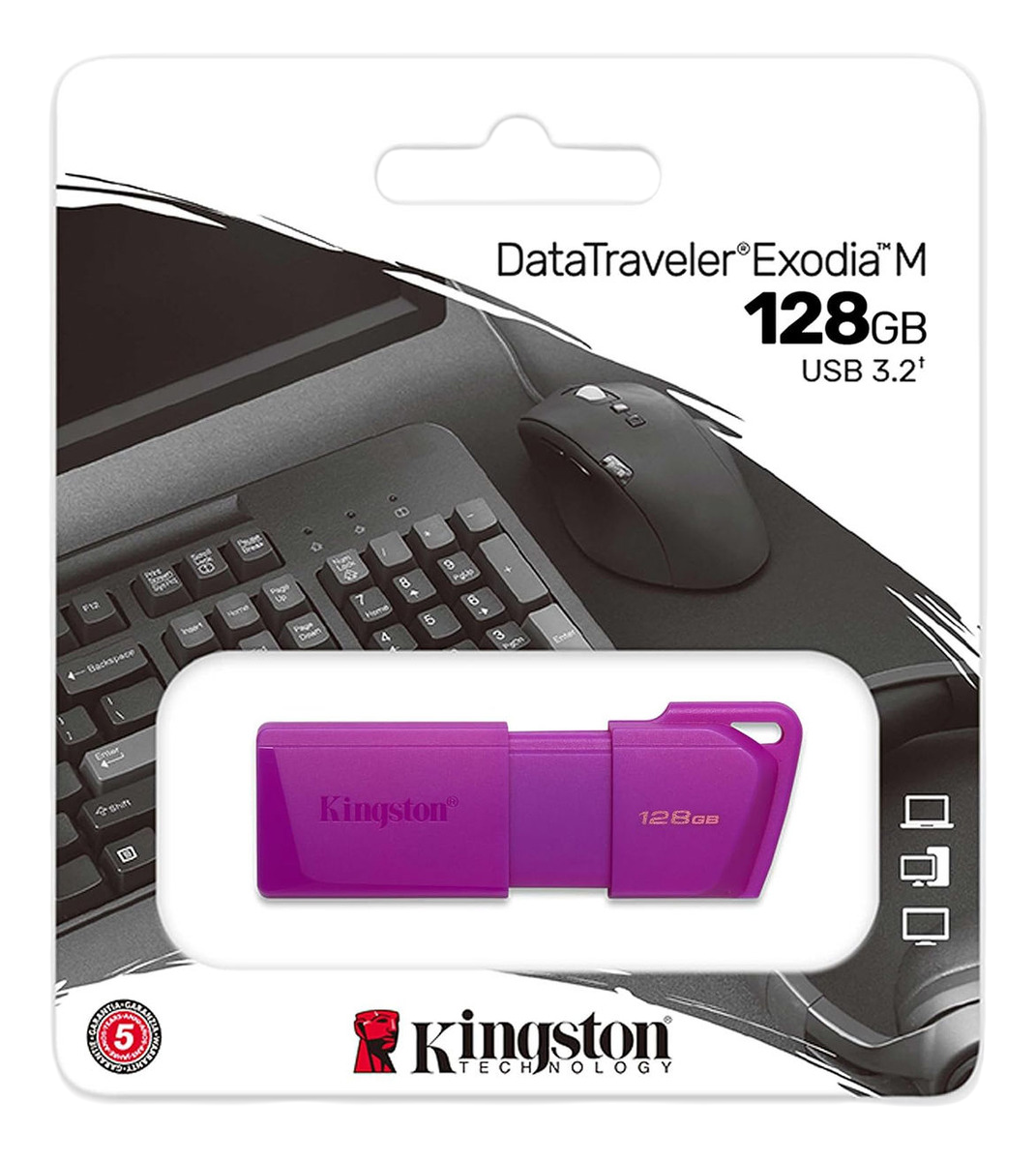PENDRIVE USB KINGSTON DATATRAVELER EXODIA M 128GB USB 32 NEON PURPLE (KC-U2L128-7LP)