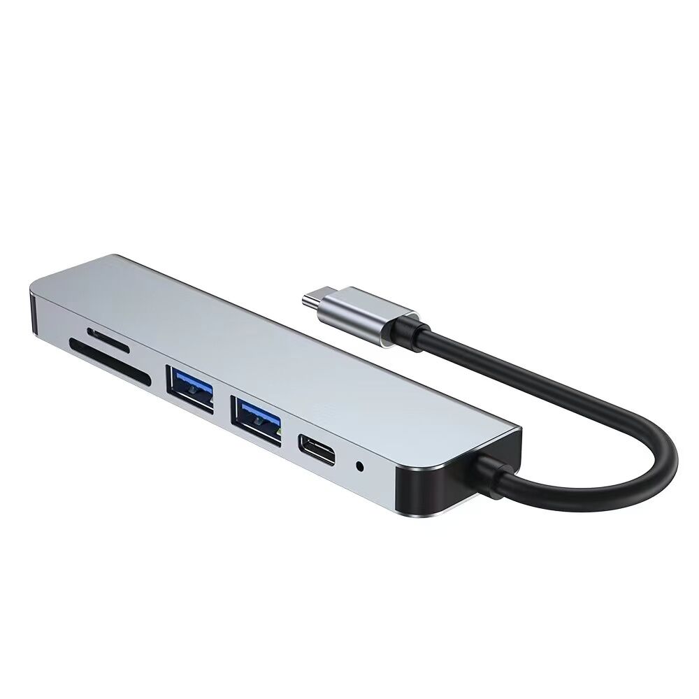 HUB USB TIPO C 6 EN 1 - USB 3020 HDMI 4K SDTF CARD USB-C GRN-HB6BX-100(8287)
