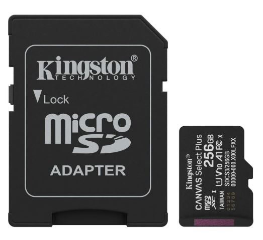 MEMORIA MICRO SD KINGSTON 256GB CANVAS SELECT PLUS CADAPT (SDCS3256GB)
