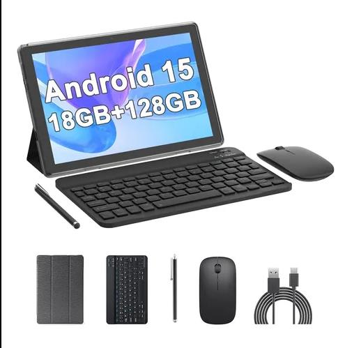 TABLET ANDROID 15 10” 18GB RAM 128GB  EXPANSIÓN 2TB – 2 EN 1 CON TECLADO MOUSE Y STYLUS (CP20 Pro