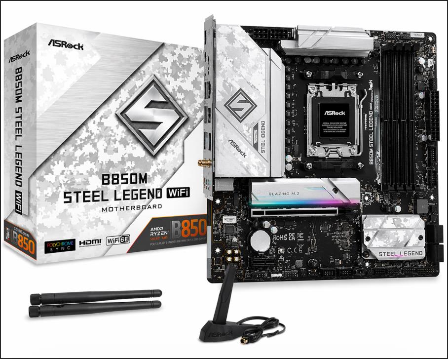MB (AM5) ASROCK B850M STEEL LEGEND DDR5 (MB-B850M SLWIFI)(90-MXBS20-A0UAYAZ)