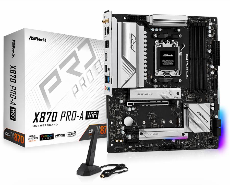 MB (AM5) ASROCK X870 PRO-A WIFI DDR5 (MB-X870 PROAWIFI) (90-MXBT60-A0UAYAZ)