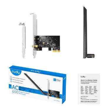 ADAPTADOR CUDY DE RED PCIE DOBLE BANDA WIFI 5C AC650 (WE650)